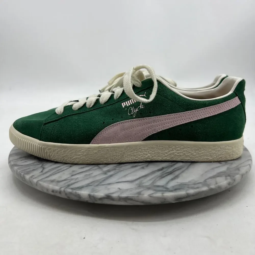 Puma Mens 13 Shoe Green Suede Clyde OG Lace Up Low Top Sneaker Retro 391962-10